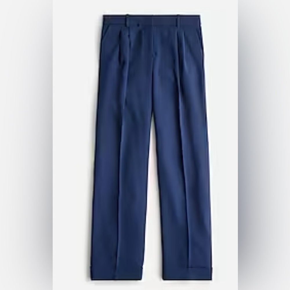 J. Crew Wide-leg Essential Pant in City Crepe, Navy, size 14
